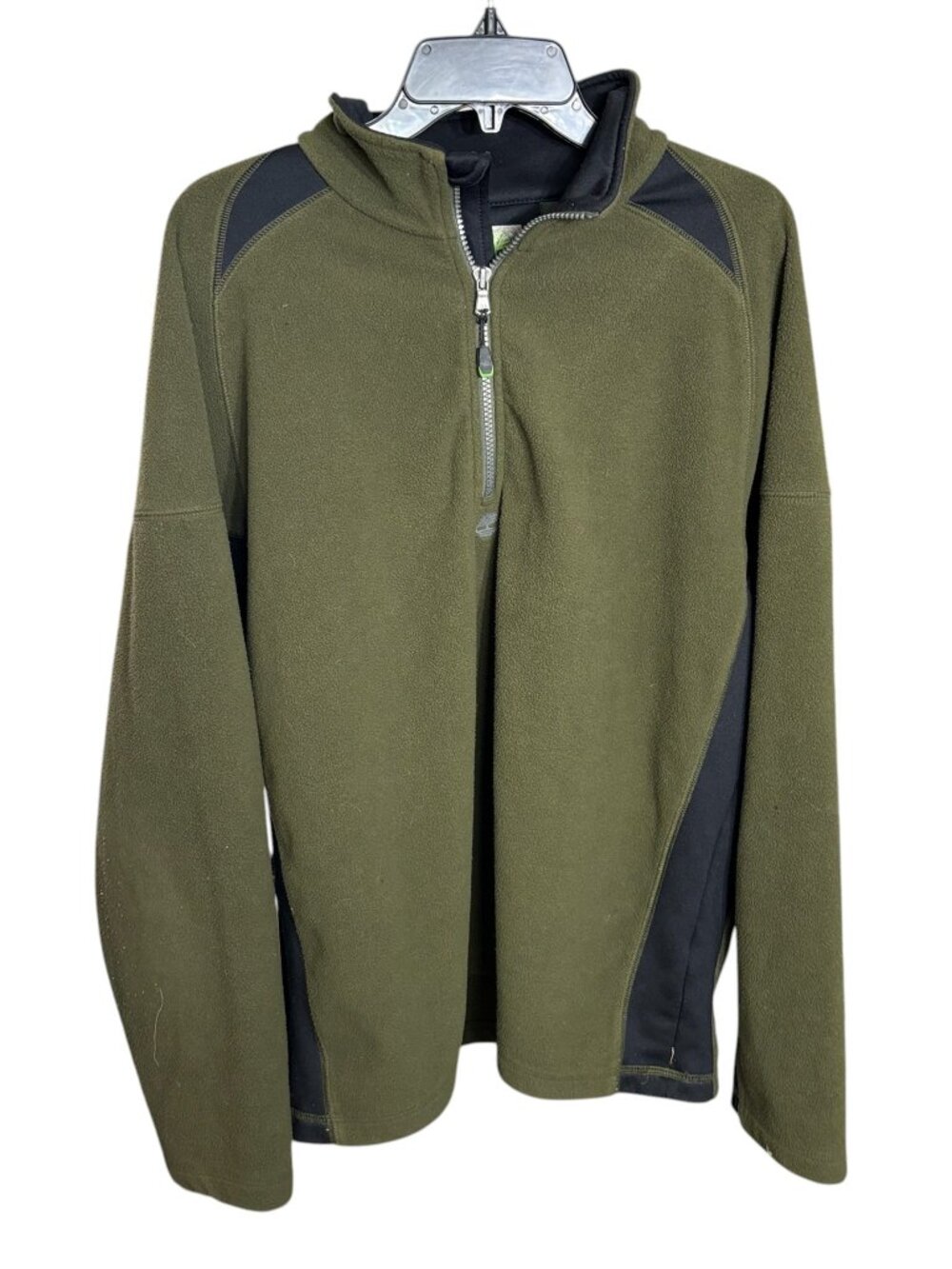 Timberland Fleece Jacket Quarter Zip Mens Olive Green Black Size Large